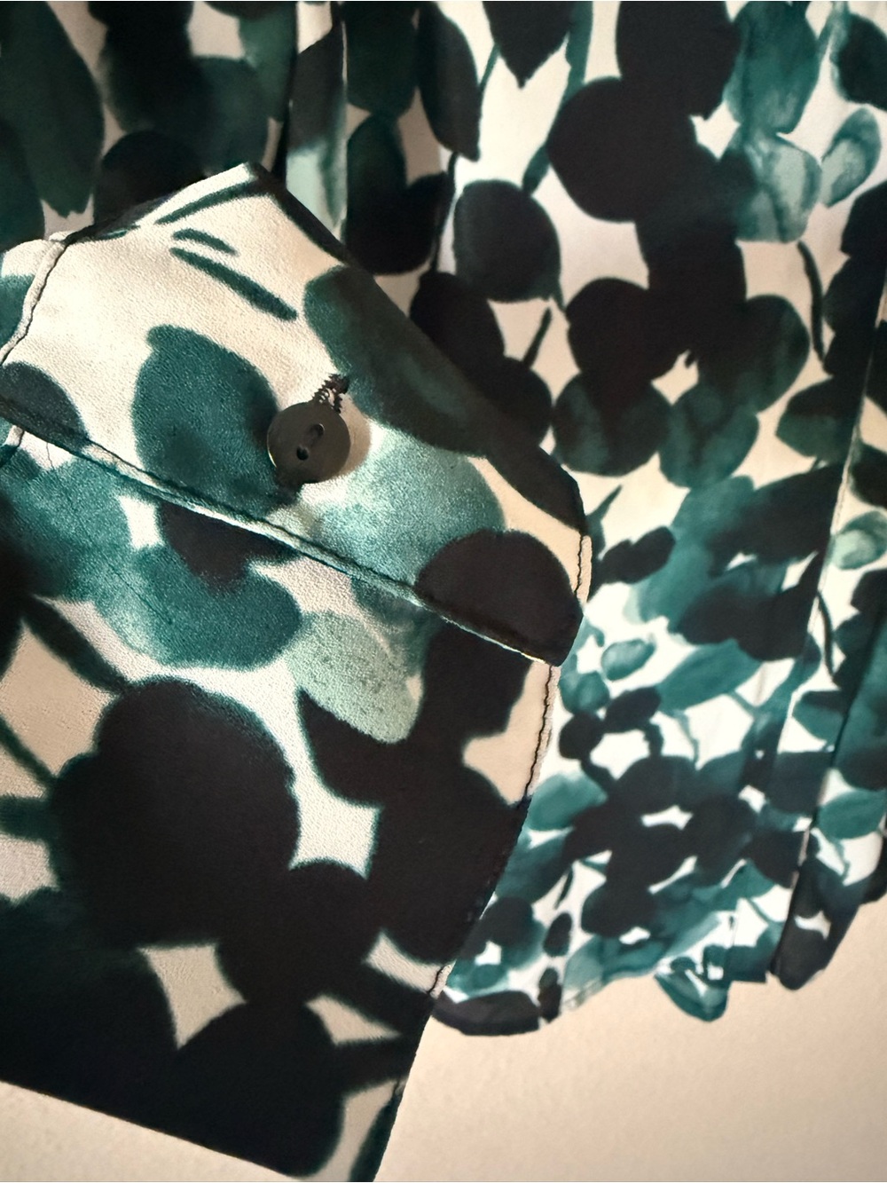 Worthington Teal and Black Floral Button-Down Blouse - Picture 5 of 8